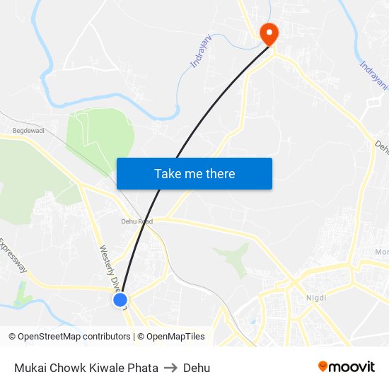 Mukai Chowk Kiwale Phata to Dehu map
