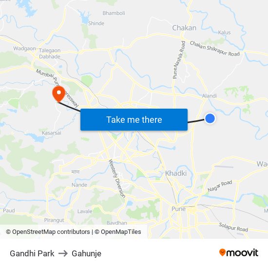 Gandhi Park to Gahunje map