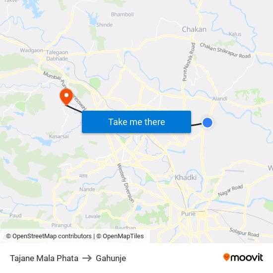 Tajane Mala Phata to Gahunje map