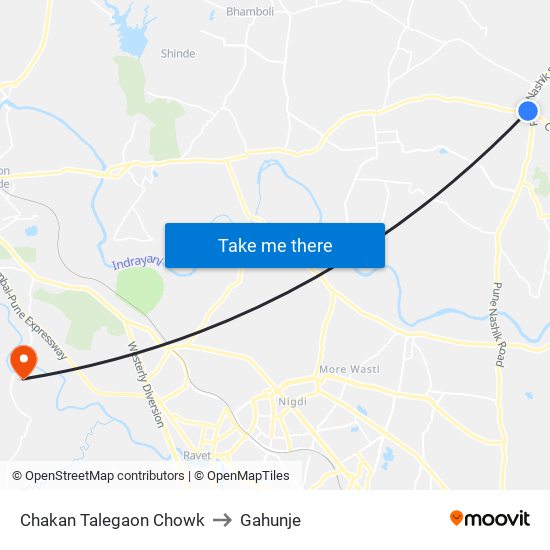 Chakan Talegaon Chowk to Gahunje map