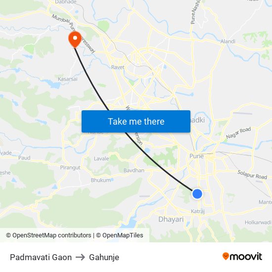 Padmavati Gaon to Gahunje map