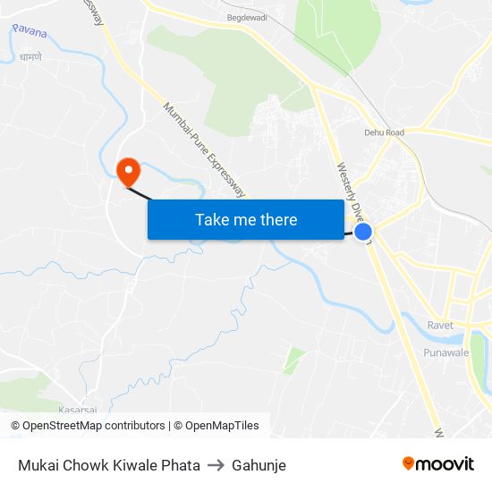 Mukai Chowk Kiwale Phata to Gahunje map