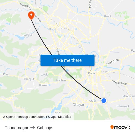 Thosarnagar to Gahunje map