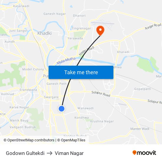 Godown Gultekdi to Viman Nagar map