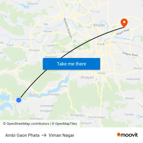 Ambi Gaon Phata to Viman Nagar map