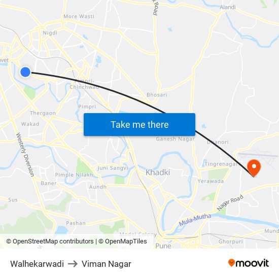 Walhekarwadi to Viman Nagar map