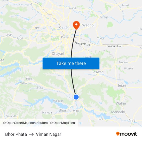 Bhor Phata to Viman Nagar map