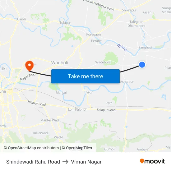 Shindewadi Rahu Road to Viman Nagar map
