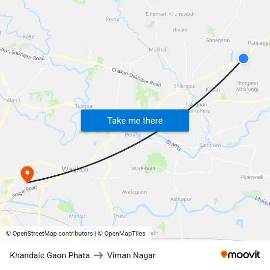 Khandale Gaon Phata to Viman Nagar map