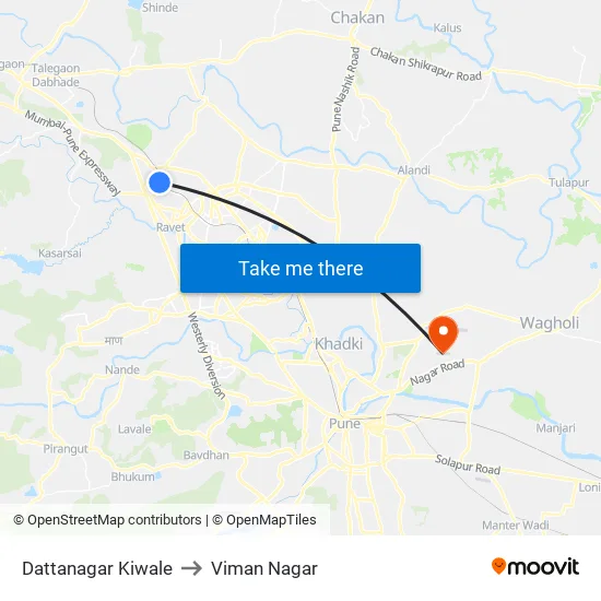 Dattanagar Kiwale to Viman Nagar map