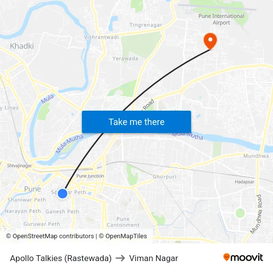 Apollo Talkies (Rastewada) to Viman Nagar map
