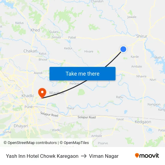 Yash Inn Hotel Chowk Karegaon to Viman Nagar map