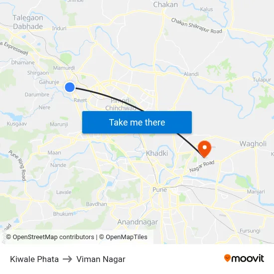 Kiwale Phata to Viman Nagar map