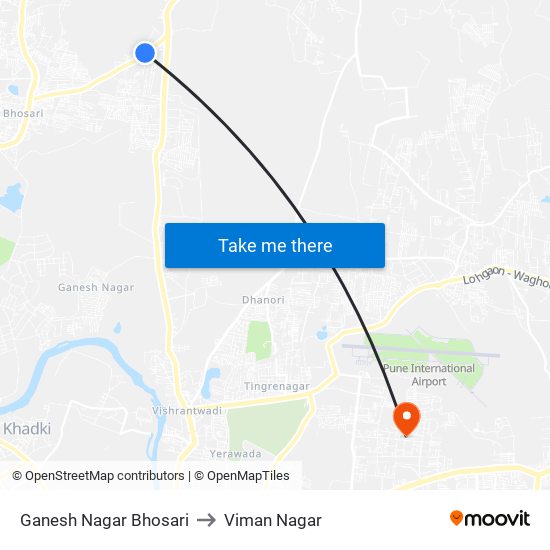 Ganesh Nagar Bhosari to Viman Nagar map