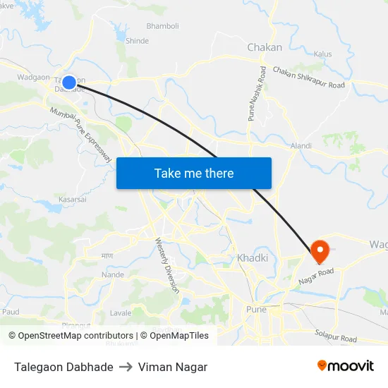 Talegaon Dabhade to Viman Nagar map