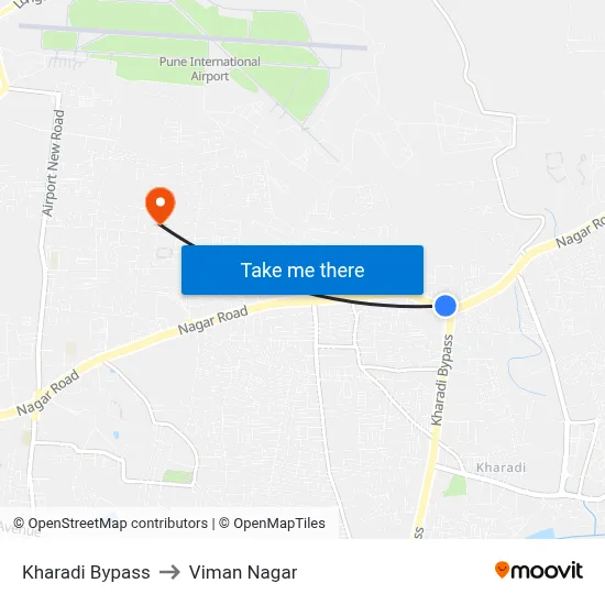 Kharadi Bypass to Viman Nagar map