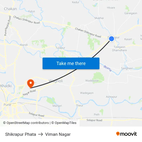 Shikrapur Phata to Viman Nagar map