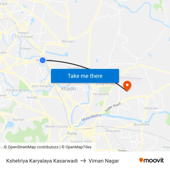 Kshetriya Karyalaya Kasarwadi to Viman Nagar map