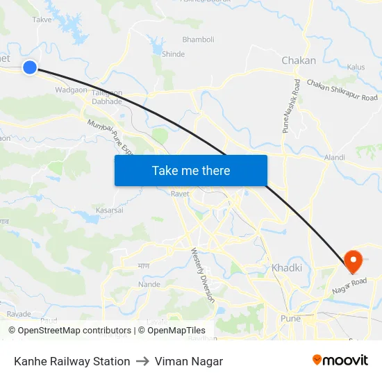 Kanhe Railway Station to Viman Nagar map