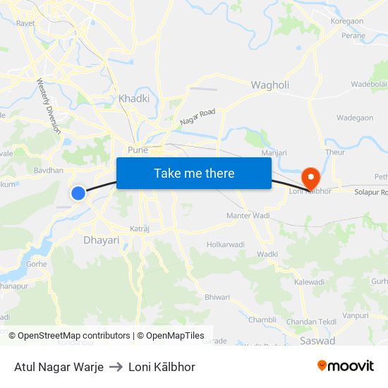 Atul Nagar Warje to Loni Kālbhor map