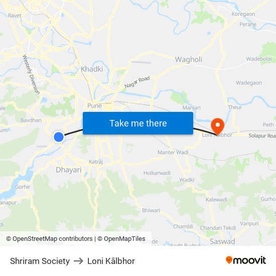 Shriram Society to Loni Kālbhor map