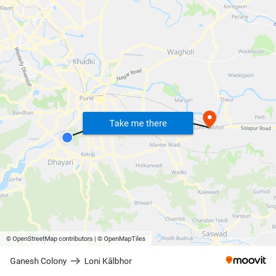 Ganesh Colony to Loni Kālbhor map