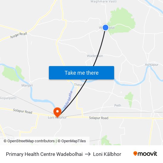 Primary Health Centre Wadebolhai to Loni Kālbhor map