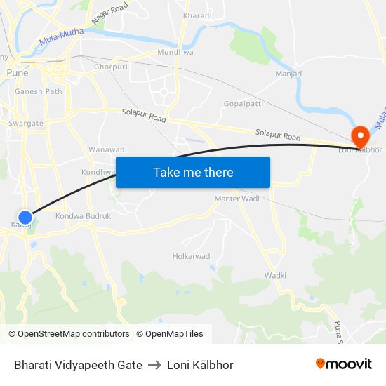 Bharati Vidyapeeth Gate to Loni Kālbhor map