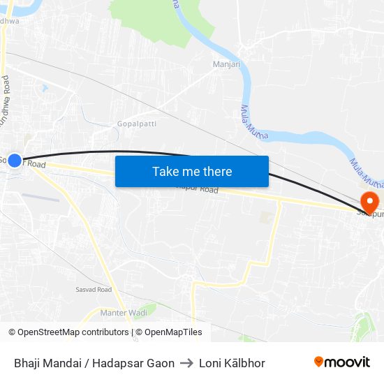 Bhaji Mandai / Hadapsar Gaon to Loni Kālbhor map