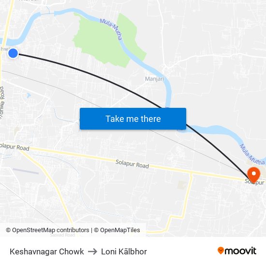 Keshavnagar Chowk to Loni Kālbhor map