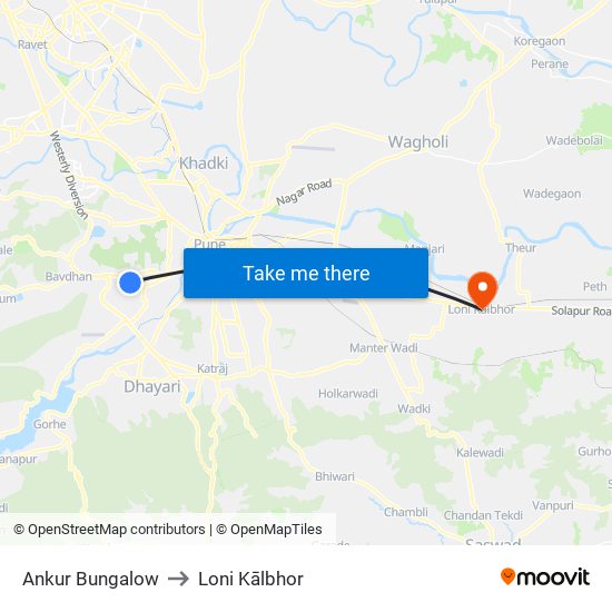 Ankur Bungalow to Loni Kālbhor map