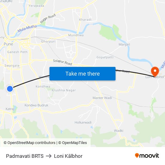 Padmavati BRTS to Loni Kālbhor map