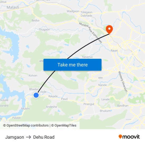 Jamgaon to Dehu Road map