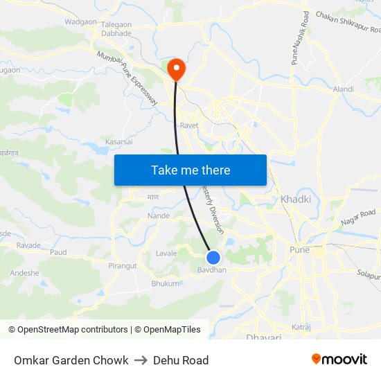 Omkar Garden Chowk to Dehu Road map