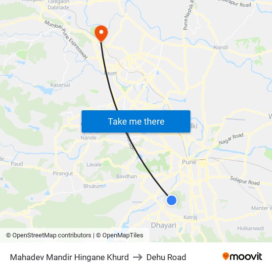 Mahadev Mandir Hingane Khurd to Dehu Road map