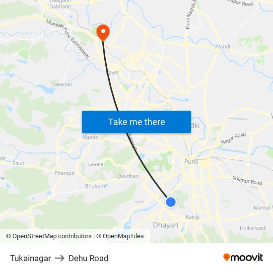 Tukainagar to Dehu Road map