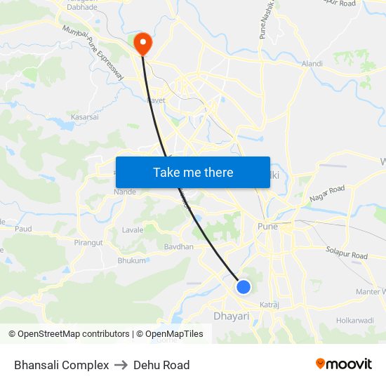 Bhansali Complex to Dehu Road map