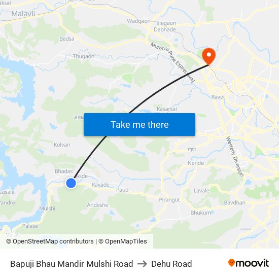 Bapuji Bhau Mandir Mulshi Road to Dehu Road map