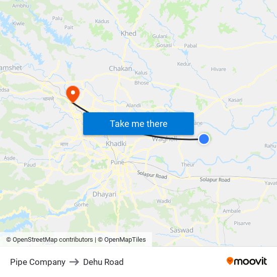 Pipe Company to Dehu Road map