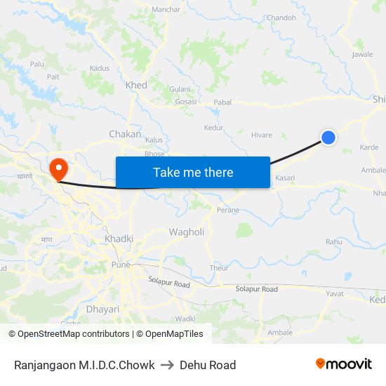 Ranjangaon M.I.D.C.Chowk to Dehu Road map