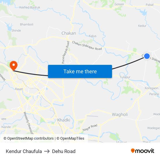 Kendur Chaufula to Dehu Road map