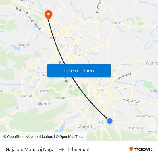 Gajanan Maharaj Nagar to Dehu Road map