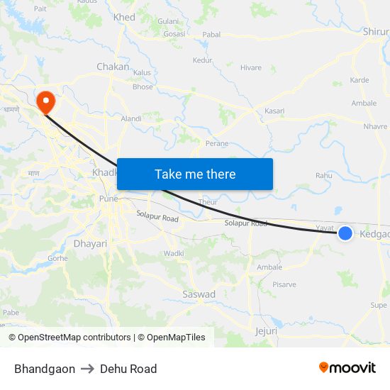 Bhandgaon to Dehu Road map