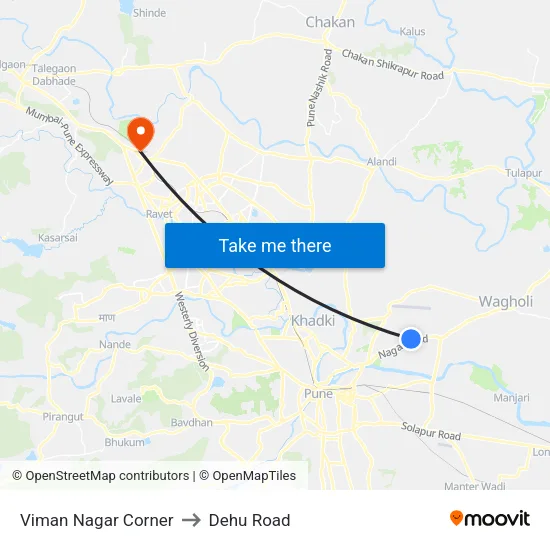 Viman Nagar Corner to Dehu Road map