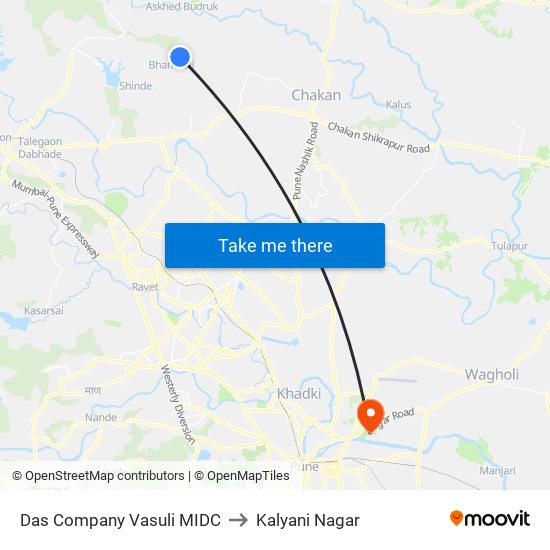 Das Company Vasuli MIDC to Kalyani Nagar map