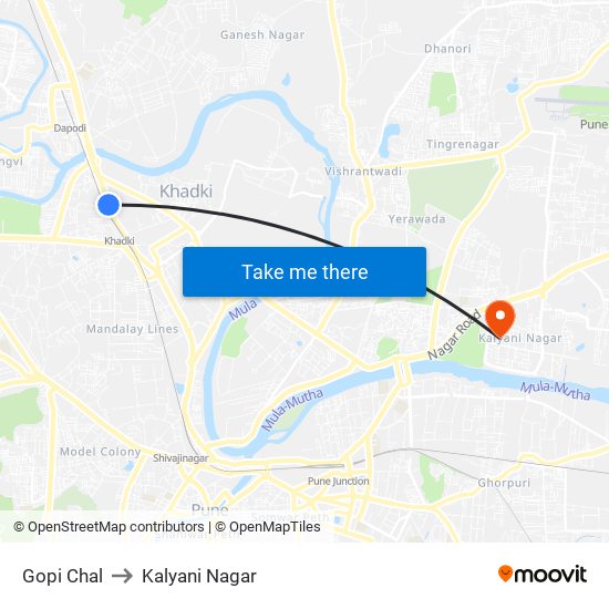 Gopi Chal to Kalyani Nagar map