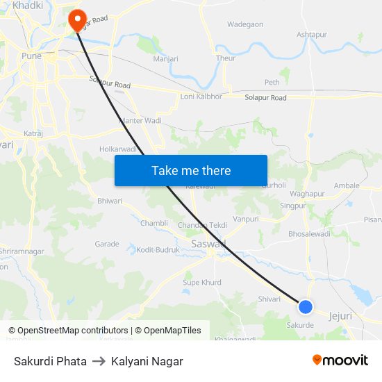 Sakurdi Phata to Kalyani Nagar map