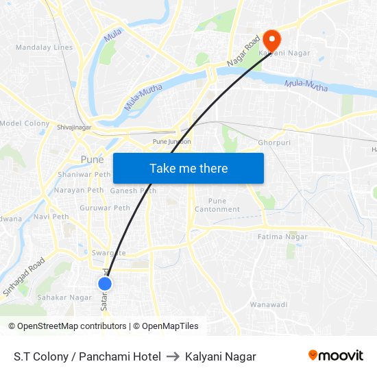 S.T Colony / Panchami Hotel to Kalyani Nagar map