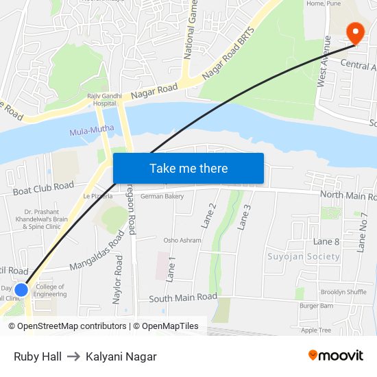 Ruby Hall to Kalyani Nagar map