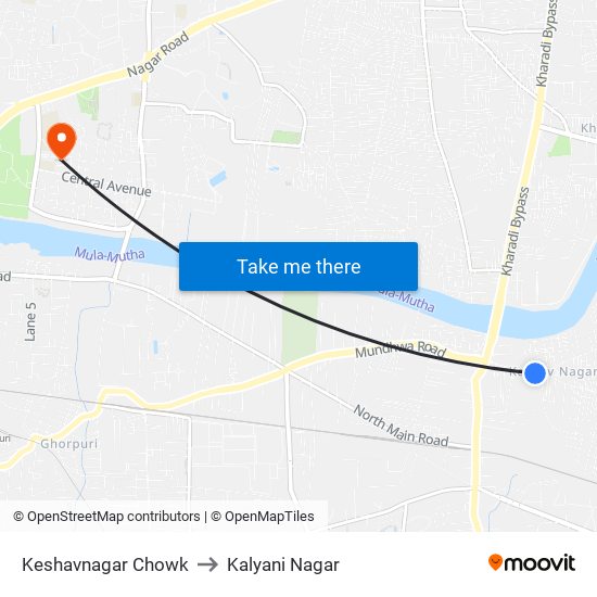 Keshavnagar Chowk to Kalyani Nagar map